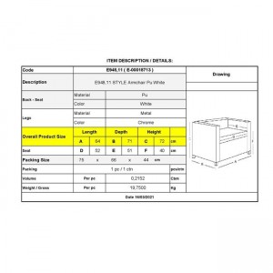 STYLE Πολυθρόνα Σαλονιού Καθιστικού, Pu Άσπρο 64x71x72cm