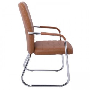 COLLET Πολυθρόνα Γραφείου Επισκέπτη Μέταλλο Χρώμιο, Pu Καφέ 54x60x96cm