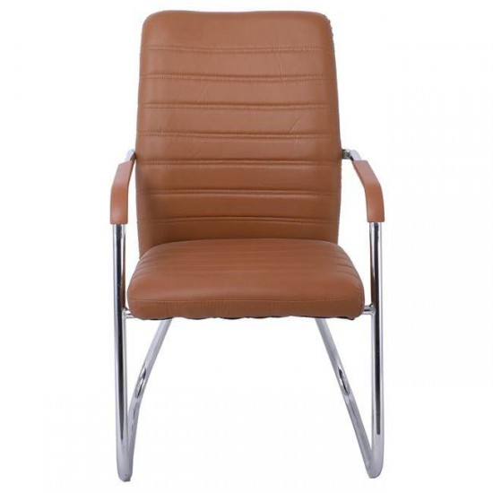 COLLET Πολυθρόνα Γραφείου Επισκέπτη Μέταλλο Χρώμιο, Pu Καφέ 54x60x96cm