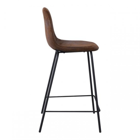 CELINA Σκαμπό BAR με Πλάτη, Μέταλλο Βαφή Μαύρο, Ύφασμα Suede Απόχρωση Καφέ 47x51x77/106cm