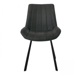 MATT Καρέκλα Τραπεζαρίας Μέταλλο Βαφή Μαύρο, Ύφασμα Suede Ανθρακί 55x61x88cm