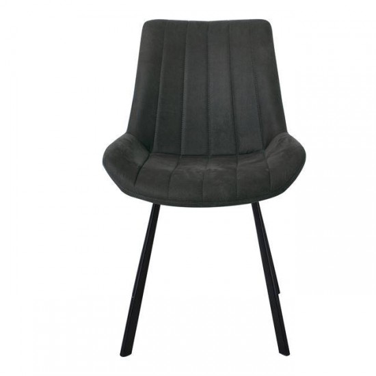 MATT Καρέκλα Τραπεζαρίας Μέταλλο Βαφή Μαύρο, Ύφασμα Suede Ανθρακί 55x61x88cm