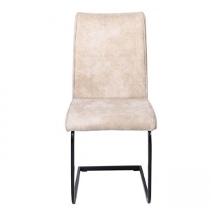 TORY Καρέκλα Μεταλλική Μαύρη/Ύφασμα Suede Μπεζ
