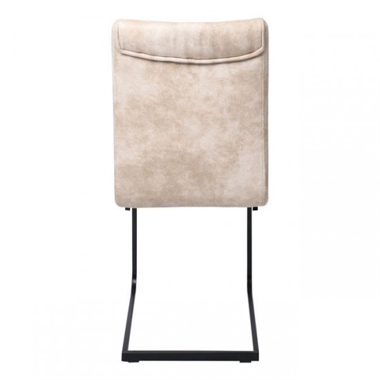 TORY Καρέκλα Μεταλλική Μαύρη/Ύφασμα Suede Μπεζ