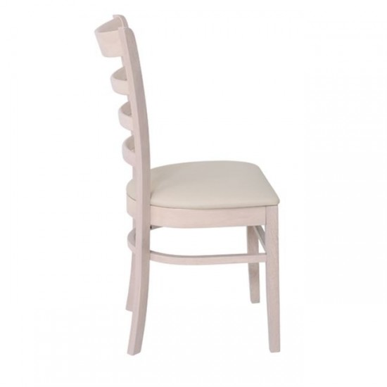 NATURALE Καρέκλα White Wash, Pu Εκρού 42x50x91cm