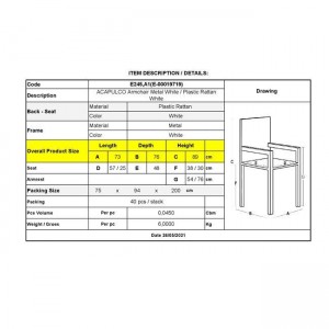 ACAPULCO Πολυθρόνα Μέταλλο Βαφή Άσπρο, Rattan Άσπρο 73x76x89cm
