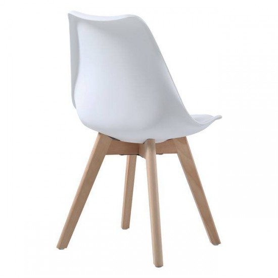 MARTIN Kαρέκλα Τραπεζαρίας Κουζίνας, Metal Cross Ξύλο, PP Άσπρο, Αμοντάριστη Ταπετσαρία 48x56x82cm