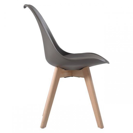 MARTIN Καρέκλα Τραπεζαρίας Metal Cross Ξύλο, PP Sand Beige, Αμοντάριστη Ταπετσαρία 48x56x82cm