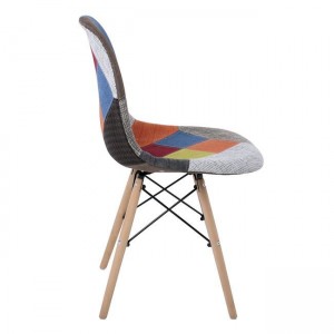 ART Wood Καρέκλα Τραπεζαρίας, Πόδια Οξιά, Κάθισμα PP με Ύφασμα Patchwork 47x52x84cm