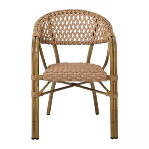 VEGERA Rattan Πολυθρόνα Dining Αλουμίνιο Φυσικό, Wicker Φυσικό, Στοιβαζόμενη 57x59x84cm