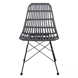 SALSA Καρέκλα Κήπου Βεράντας Μέταλλο Βαφή Μαύρο, Wicker Γκρι 48x59x80cm
