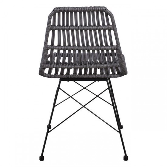 SALSA Καρέκλα Κήπου Βεράντας Μέταλλο Βαφή Μαύρο, Wicker Γκρι 48x59x80cm