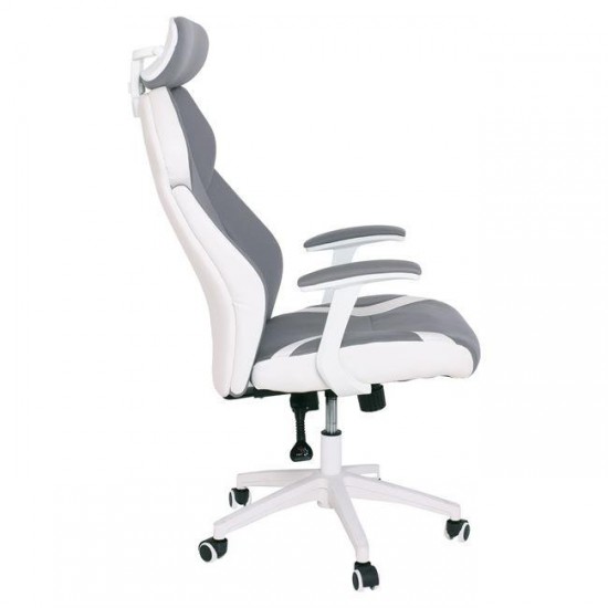 BF8300 ΠΟΛΥΘΡΟΝΑ ΔΙΕΥΘΥΝΤΗ ΓΚΡΙ MICROFIBER, ΑΣΠΡΟ PU