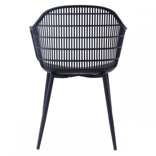 BERRY Πολυθρόνα Μέταλλο Βαφή Μαύρο, PP-UV Μαύρο 58x58x85cm