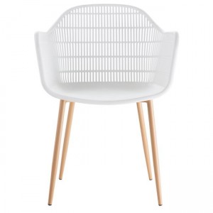 BERRY Πολυθρόνα Μέταλλο Βαφή Φυσικό, PP-UV Άσπρο 58x58x85cm