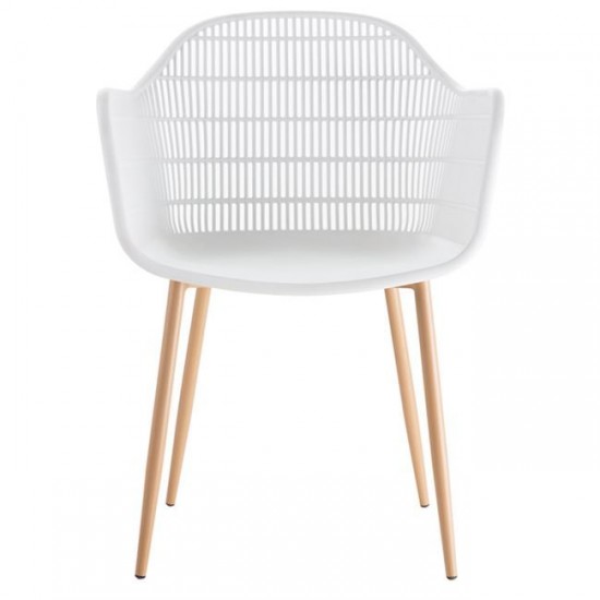 BERRY Πολυθρόνα Μέταλλο Βαφή Φυσικό, PP-UV Άσπρο 58x58x85cm