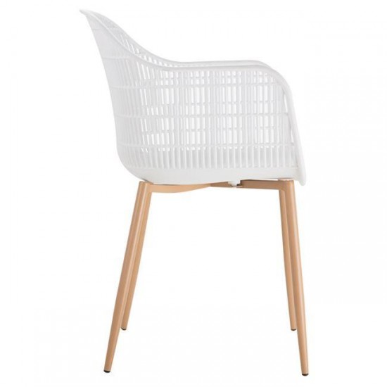 BERRY Πολυθρόνα Μέταλλο Βαφή Φυσικό, PP-UV Άσπρο 58x58x85cm