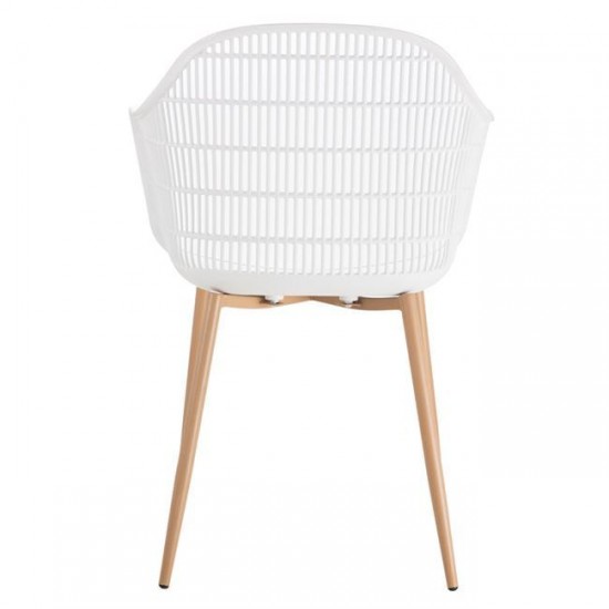 BERRY Πολυθρόνα Μέταλλο Βαφή Φυσικό, PP-UV Άσπρο 58x58x85cm