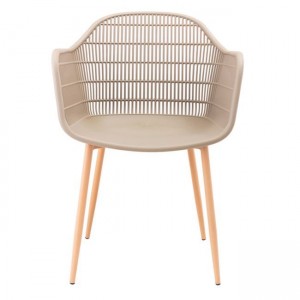 BERRY Πολυθρόνα Μέταλλο Βαφή Φυσικό, PP-UV Tortora 58x58x85cm