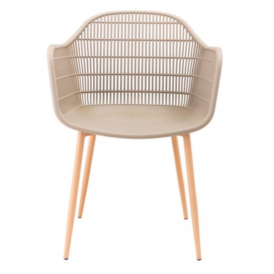 BERRY Πολυθρόνα Μέταλλο Βαφή Φυσικό, PP-UV Tortora 58x58x85cm