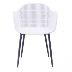 BERRY Πολυθρόνα Μέταλλο Βαφή Μαύρο, PP-UV Άσπρο 58x58x85cm