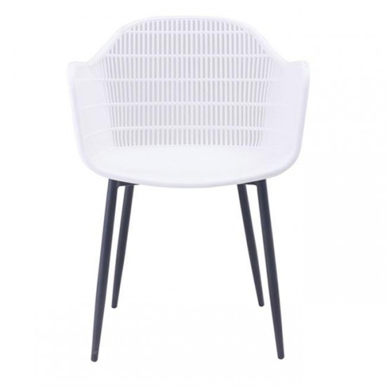 BERRY Πολυθρόνα Μέταλλο Βαφή Μαύρο, PP-UV Άσπρο 58x58x85cm