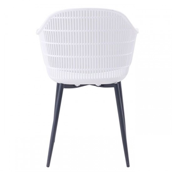BERRY Πολυθρόνα Μέταλλο Βαφή Μαύρο, PP-UV Άσπρο 58x58x85cm