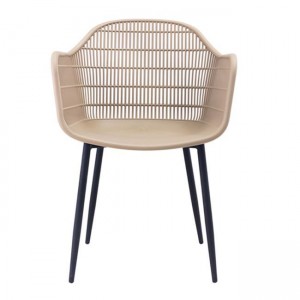 BERRY Πολυθρόνα Μέταλλο Βαφή Μαύρο, PP-UV Tortora 58x58x85cm