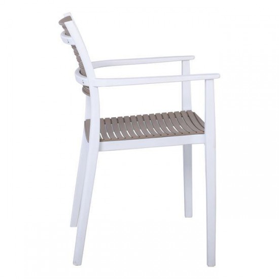 AKRON Πολυθρόνα PP-UV Άσπρο - Sand Beige 60x55x85cm