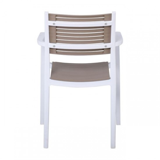 AKRON Πολυθρόνα PP-UV Άσπρο - Sand Beige 60x55x85cm
