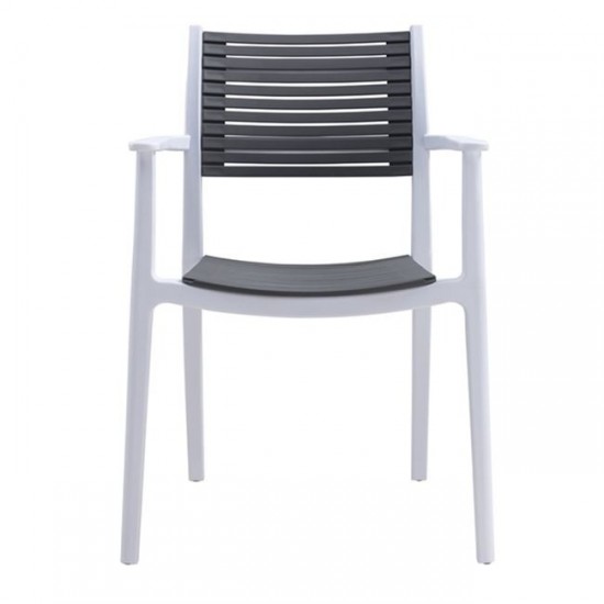 AKRON Πολυθρόνα PP-UV Άσπρο - Γκρι 60x55x85cm