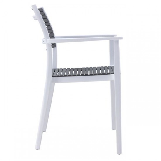 AKRON Πολυθρόνα PP-UV Άσπρο - Γκρι 60x55x85cm