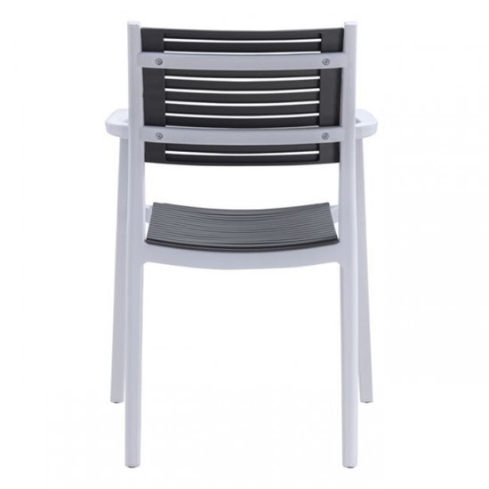 AKRON Πολυθρόνα PP-UV Άσπρο - Γκρι 60x55x85cm