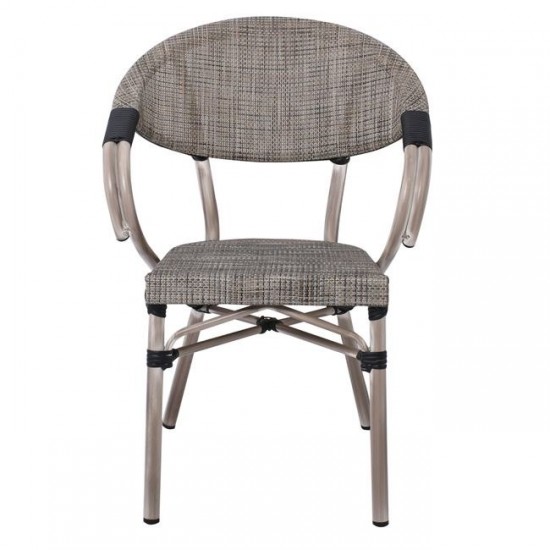 COSTA ΠΟΛΥΘΡΟΝΑ ALU ANTIQUE GREY, TEXTILENE ΜΠΕΖ 58x57x83cm