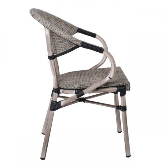 COSTA ΠΟΛΥΘΡΟΝΑ ALU ANTIQUE GREY, TEXTILENE ΜΠΕΖ 58x57x83cm