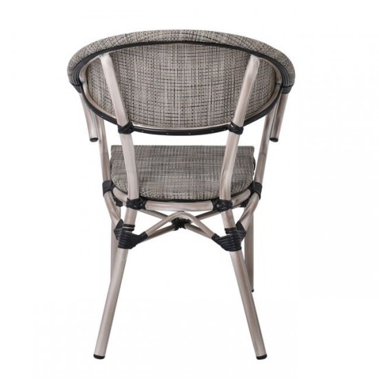 COSTA ΠΟΛΥΘΡΟΝΑ ALU ANTIQUE GREY, TEXTILENE ΜΠΕΖ 58x57x83cm