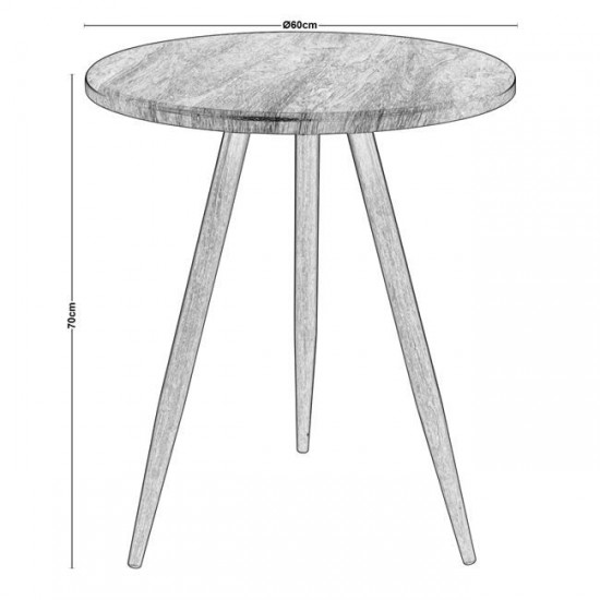 NATURALE STEEL Τραπέζι Μέταλλο Καρυδί, Επιφάνεια Καρυδί Φ60cm