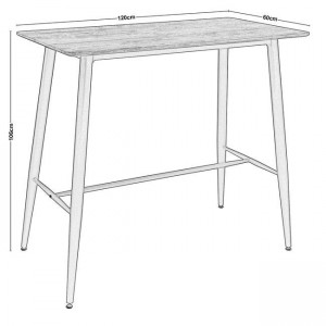 LAVIDA Τραπέζι BAR Μέταλλο Βαφή Μαύρο, Επιφάνεια Απόχρωση Antique Oak 120x60x106cm