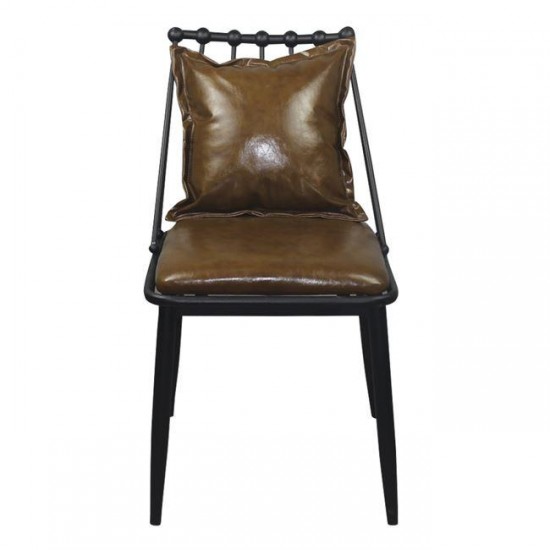DANTE Καρέκλα, Μέταλλο Βαφή Μαύρο, PU Vintage Brown 42x49x79cm