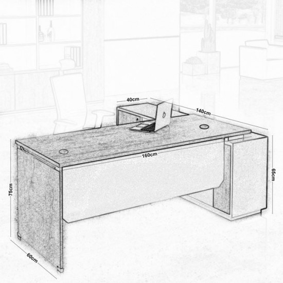 PROJECT ΓΡΑΦΕΙΟ ΑΡΙΣΤΕΡΗ ΓΩΝΙΑ SONOMA, ΓΚΡΙ 160x140x75cm