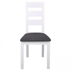 MILLER Καρέκλα Οξιά Άσπρο, Ύφασμα Γκρι 45x52x97cm