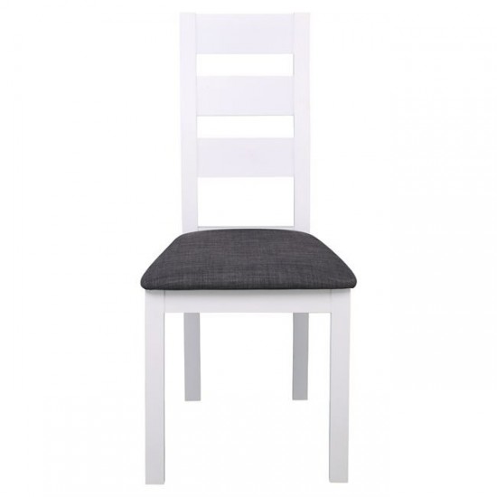 MILLER Καρέκλα Οξιά Άσπρο, Ύφασμα Γκρι 45x52x97cm