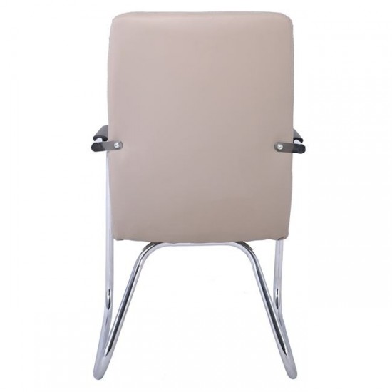 COLLET Πολυθρόνα Γραφείου Επισκέπτη Μέταλλο Χρώμιο, Pu Cappuccino 54x60x96cm