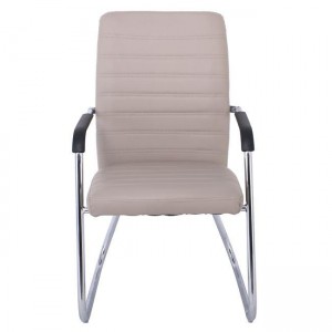 COLLET Πολυθρόνα Γραφείου Επισκέπτη Μέταλλο Χρώμιο, Pu Cappuccino 54x60x96cm