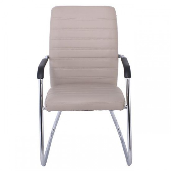 COLLET Πολυθρόνα Γραφείου Επισκέπτη Μέταλλο Χρώμιο, Pu Cappuccino 54x60x96cm