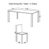DAILY Set Τραπεζαρία Ξύλινη Σαλονιού - Κουζίνας: Τραπέζι + 4 Καρέκλες / Άσπρο - Φυσικό
