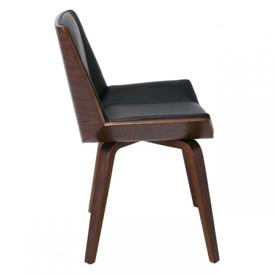 NUMAN Καρέκλα Tραπεζαρίας Καρυδί, PU Μαύρο 52x53x80cm