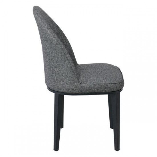 TEX Καρέκλα Τραπεζαρίας Κουζίνας, Μέταλλο Βαφή Μαύρο, Linen PU Ανθρακί 47x60x90cm