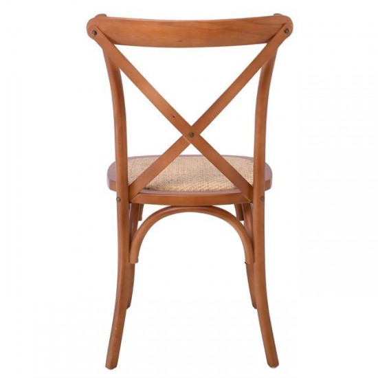 DESTINY Καρέκλα Τραπεζαρίας Οξιά Καρυδί, Κάθισμα Ψάθα, Στοιβαζόμενη 48x52x89cm