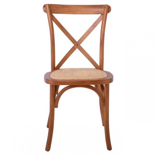 DESTINY Καρέκλα Τραπεζαρίας Οξιά Καρυδί, Κάθισμα Ψάθα, Στοιβαζόμενη 48x52x89cm